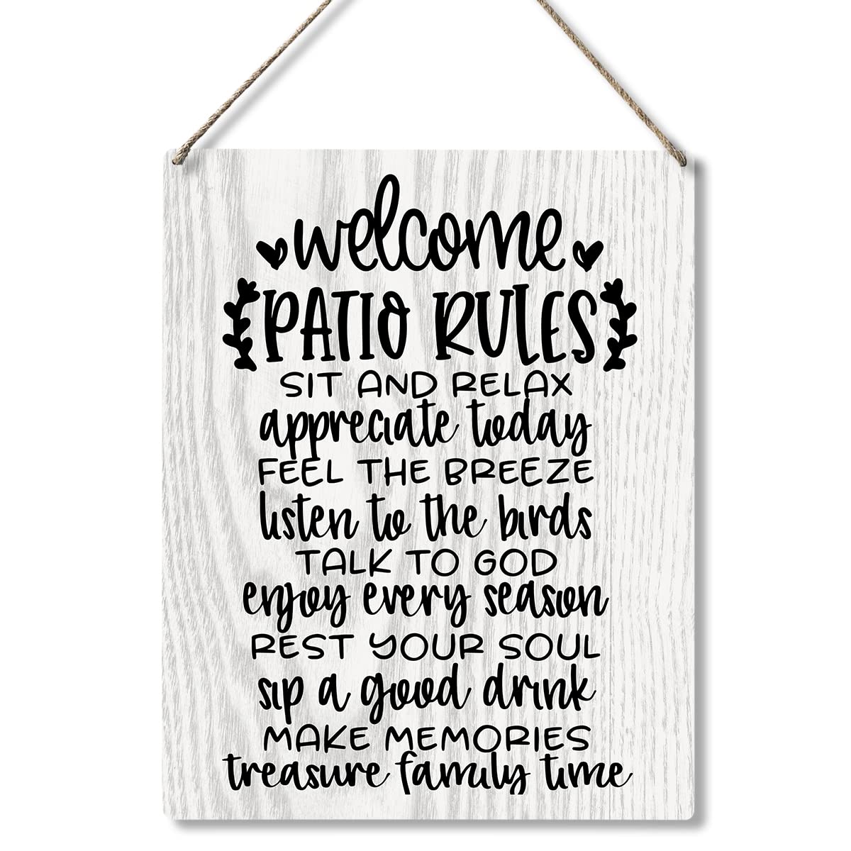 QIONGQI Vintage Welcome Patio Rules Wood Plaque Sign Wall Hanging Art - Retro Sign for Home Patio Decor Gifts - 8x10 Inch