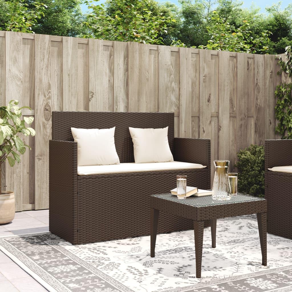 Gecheer Panca da Giardino, con Cuscini, 120x50x90,5 cm, Rattan PE e Acciaio Verniciato a Polvere, per Esterno, Seduta Comfortevole con Spazio di Archiviazione sotto la Seduta