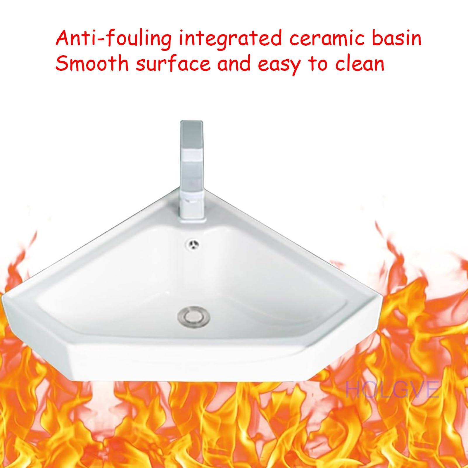 Lavabo d'angle, Meuble-lavabo d'angle en Céramique, Lavabo avec Étagère de Rangement, Lavabo de Jardin Extérieur, Lavabo sur Pied d'angle, Lavabo d'angle Autoportant(15inchx38cm)