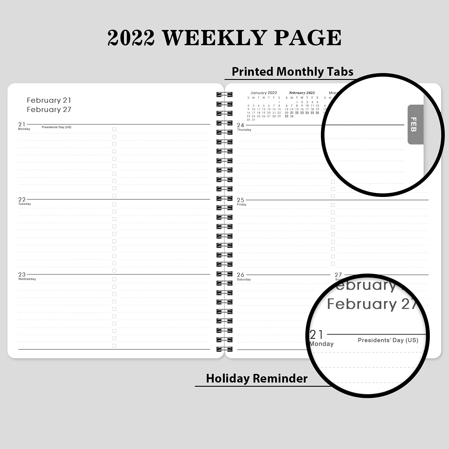 2022 Planner Planner 2022 with Weekly & Monthly Spreads, Jan 2022
