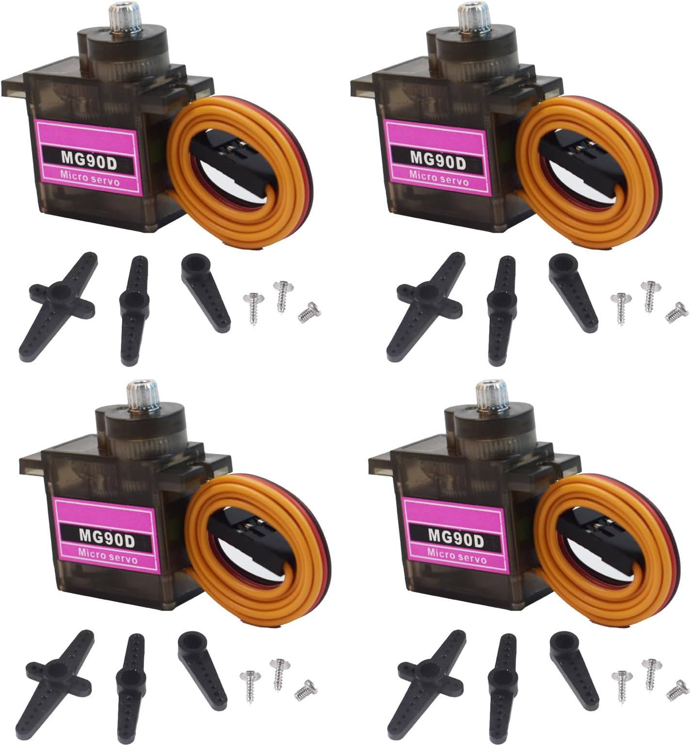 4 Pack MG90D 9g Digital Micro RC Servo Full Metal Gear 270 Degree Mini Servos Motor Upgraded SG90 for Arduino RC Smart Car Robot Arm 450 Aircraft Boat DIY PWM500-2500（Controllable Angle