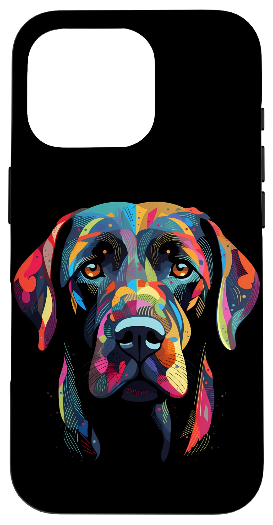Labrador Retriever Colorful Dog Face Funny Lab Lover Black Case for iPhone 16 Pro