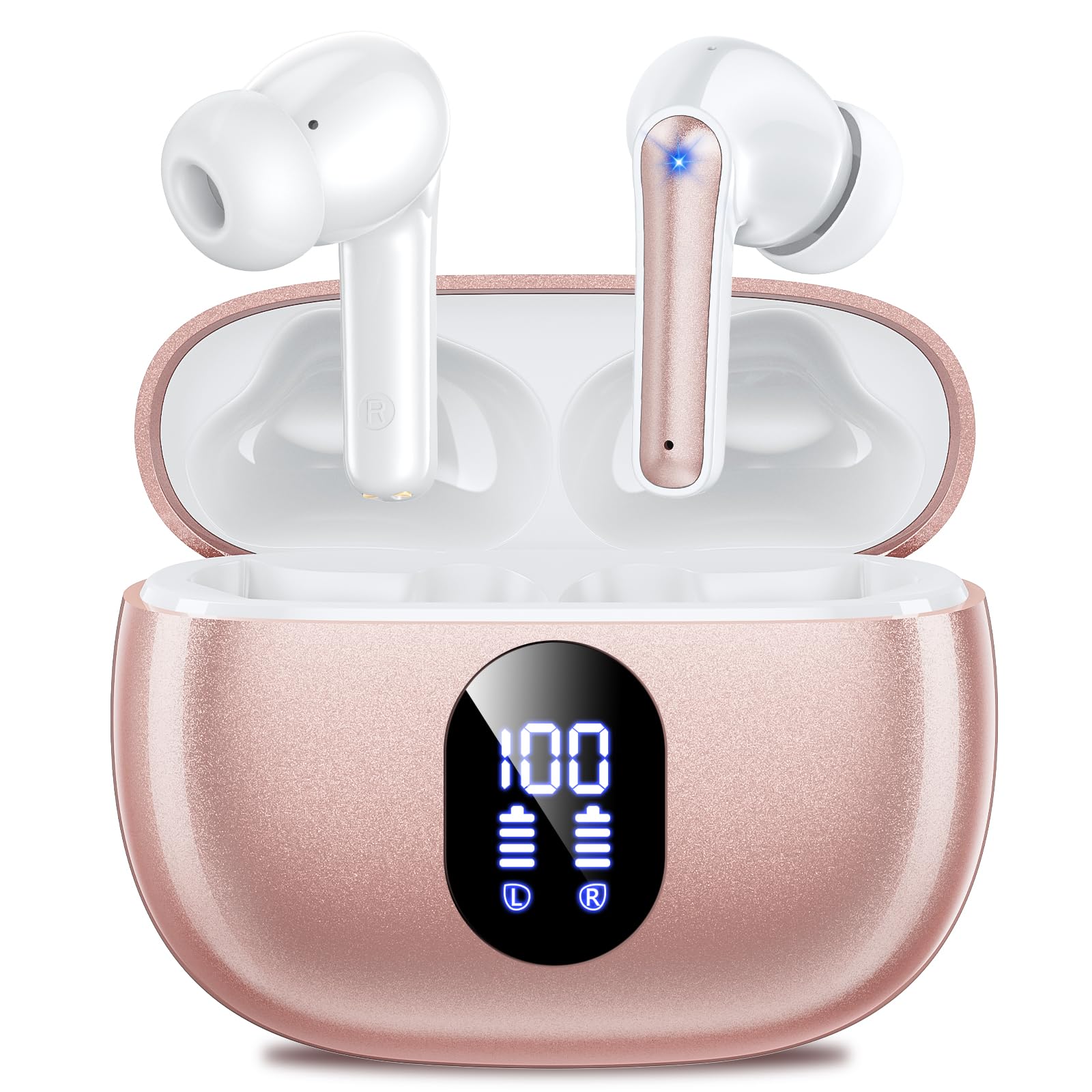 ZZU 2026 Bluetooth Kopfhörer Kabellos Bluetooth 5.4, in Ear Kopfhörer Bluetooth mit 4 ENC Mikrofon, LED Anzeige & 48 Std Spielzeit, HiFi Tiefer Bass, IPX7 Wasserdicht Wireless Earbuds