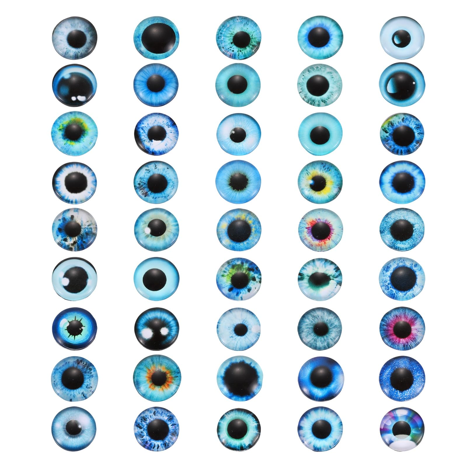 Cabochons en verre 10 mm oeil réaliste bleu PATIKIL pour création de poupées et bijoux (100 pièces)