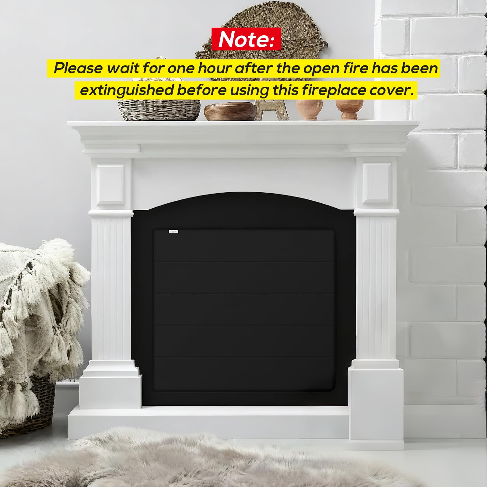 PAWBOSE Copertura magnetica per camino, blocca la perdita di calore e tiene fuori le correnti d'aria con 12 forti magneti integrati per telaio del camino in ferro, 99 x 81 cm