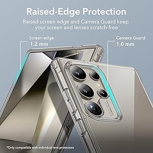 ESR for Samsung Galaxy S24 Ultra Phone Case, 3 Stand Modes Kickstand for S24 Ultra Cover, Military-Grade Drop Protection, Slim Fit, Boost Series Case, Clear Grey