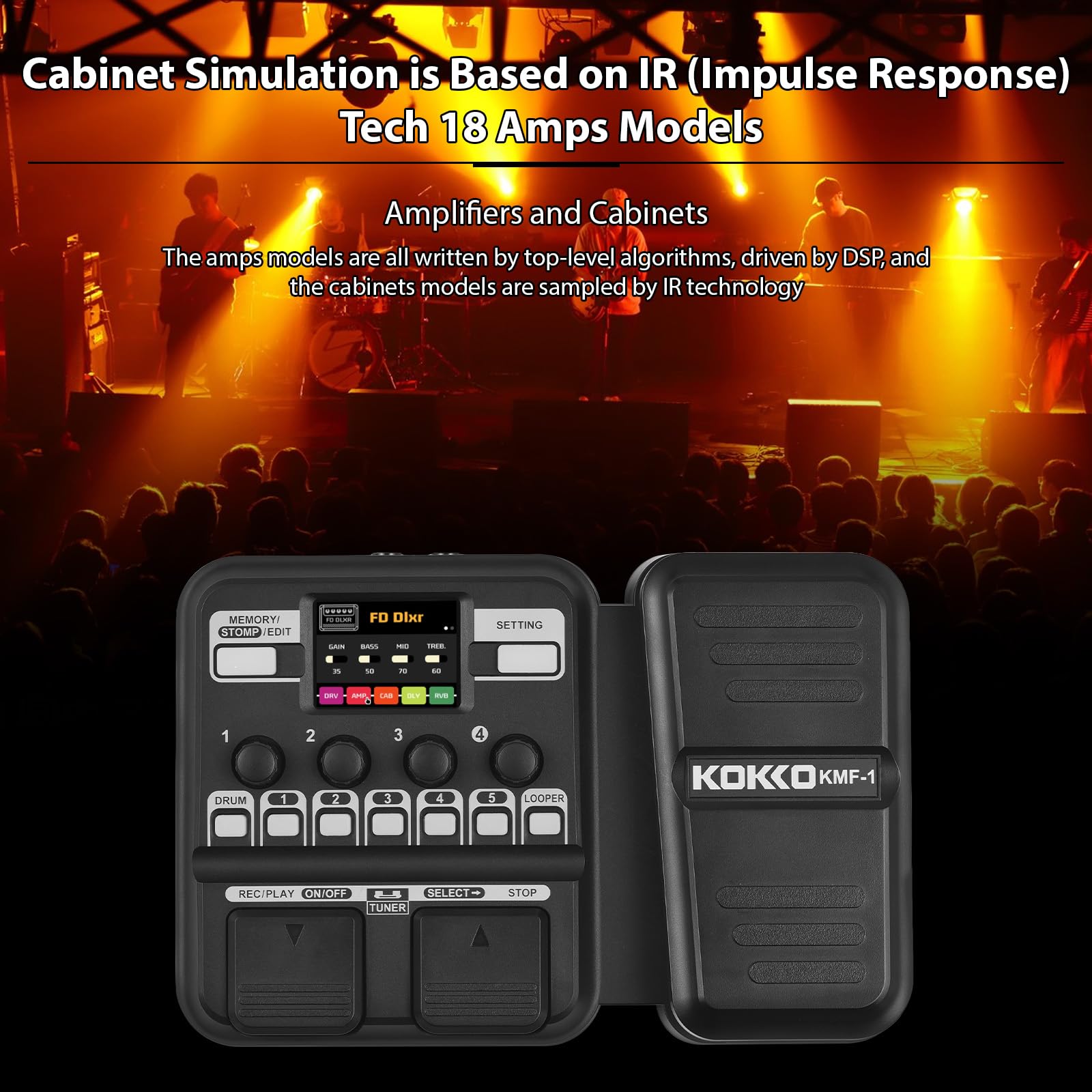 Pedal multiefectos para Guitarra con 10-59 preajustes,6 Cajas de ritmos y Looper,40 ritmos Diferentes para Practicar en casa,transmisión en Vivo,conectar computadora,Auriculares,