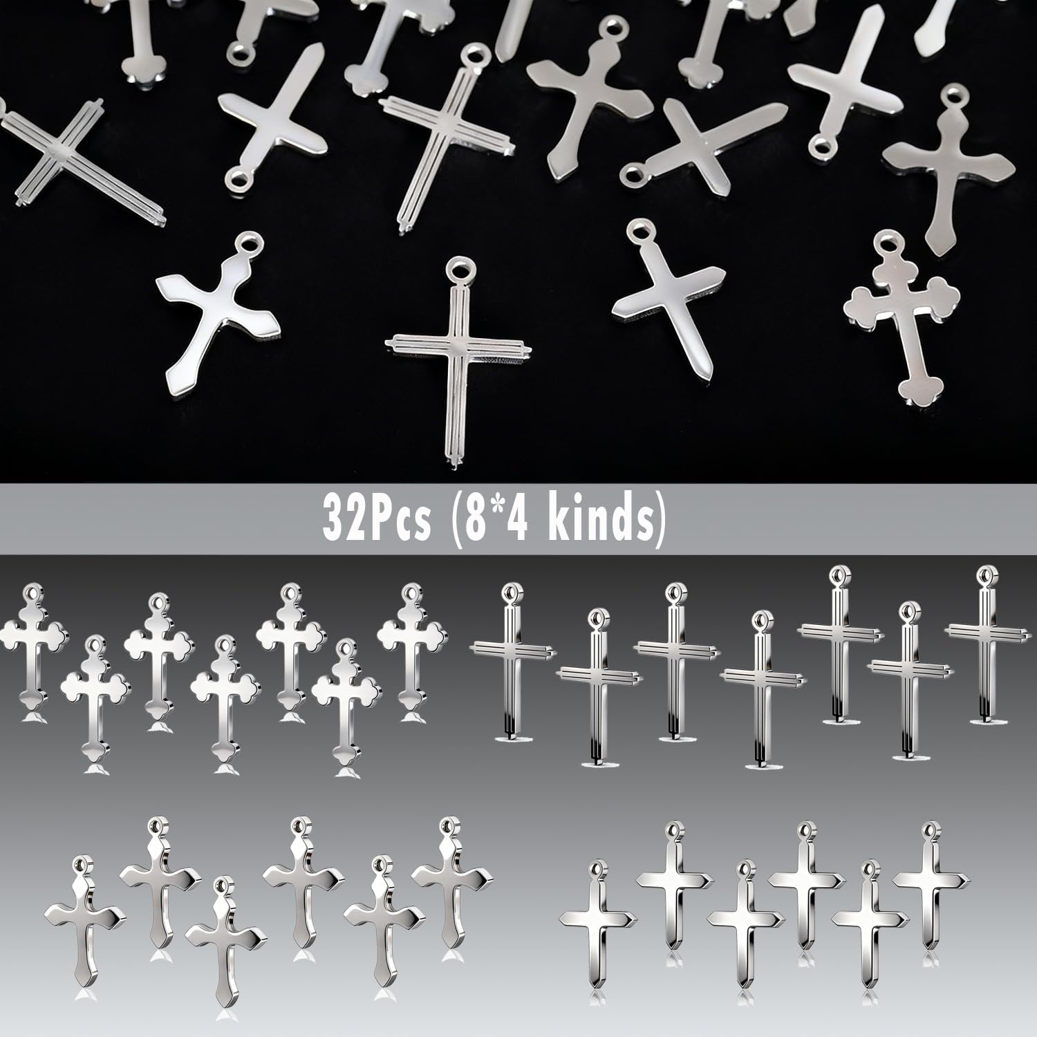 32Pcs Fadeless Stainless Steel Charms for Jewelry Making image 3