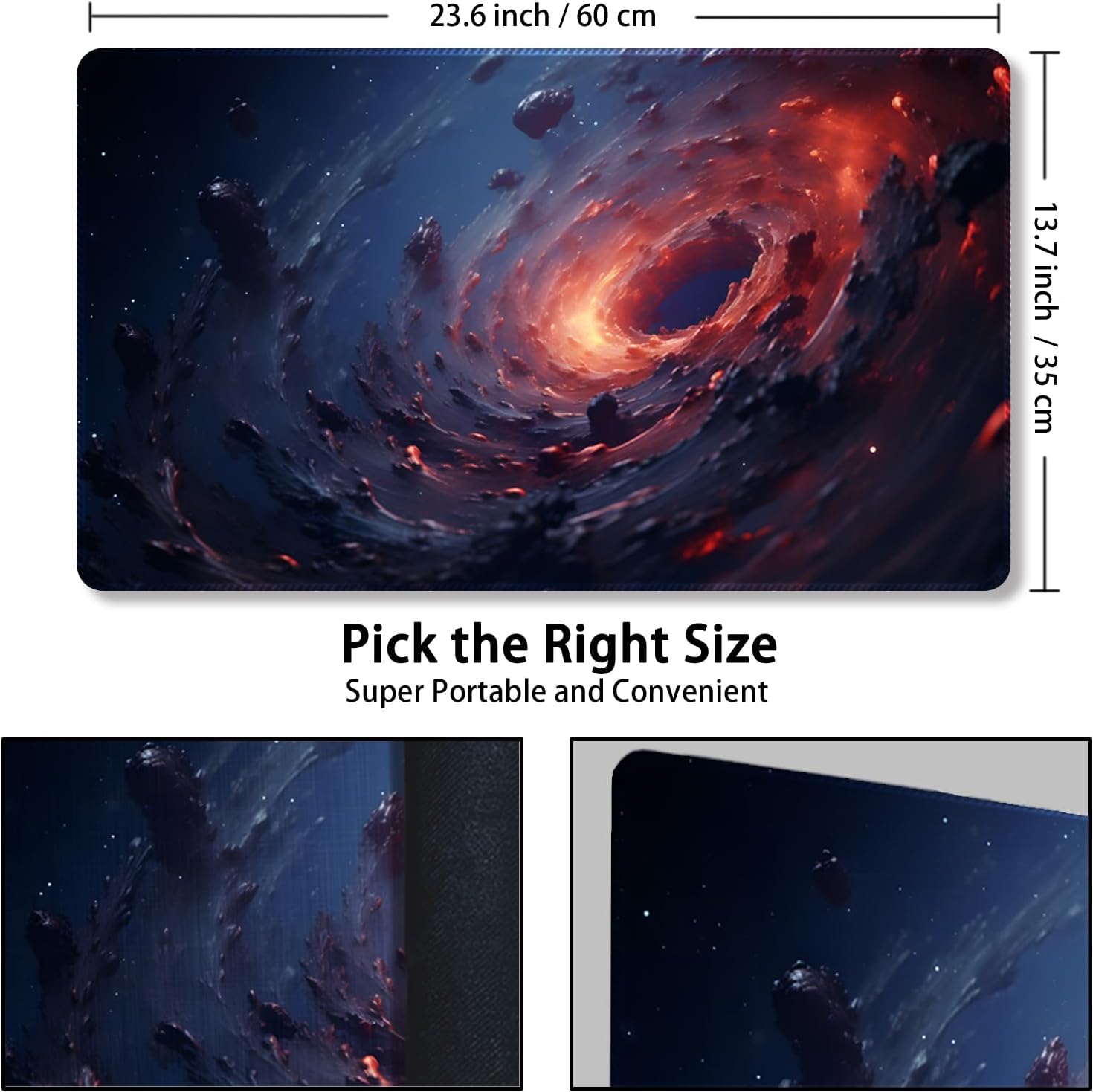 Playmat for MTG with Free Storage Bags Game Mat 24 x 14 inches TCG and Board Game Mats for Cards (Magic Vortex-Regular)