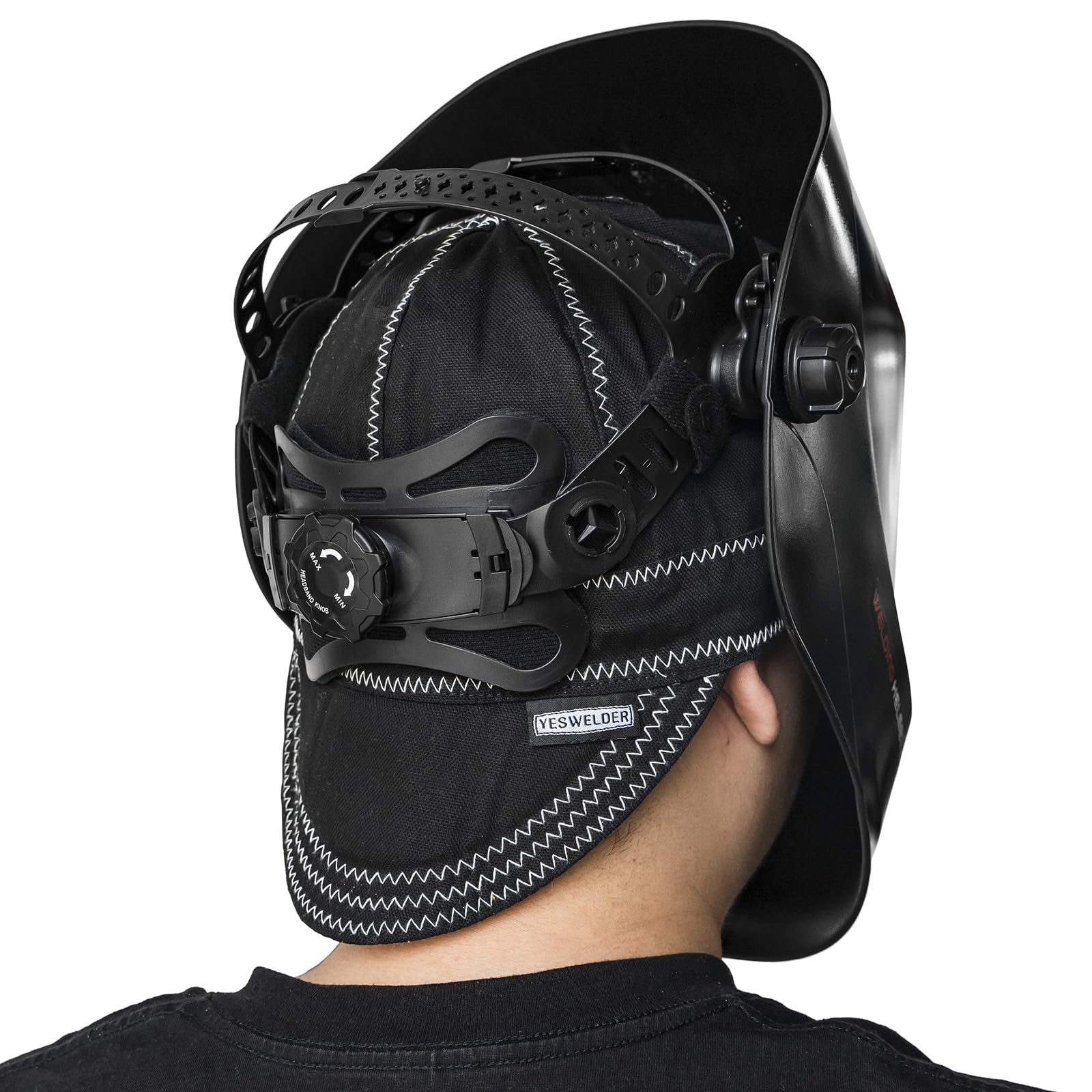 YESWELDER Welding Cap Black 7-5 8 Heat-Resistant Reversible Protective Welders Cap — view 4