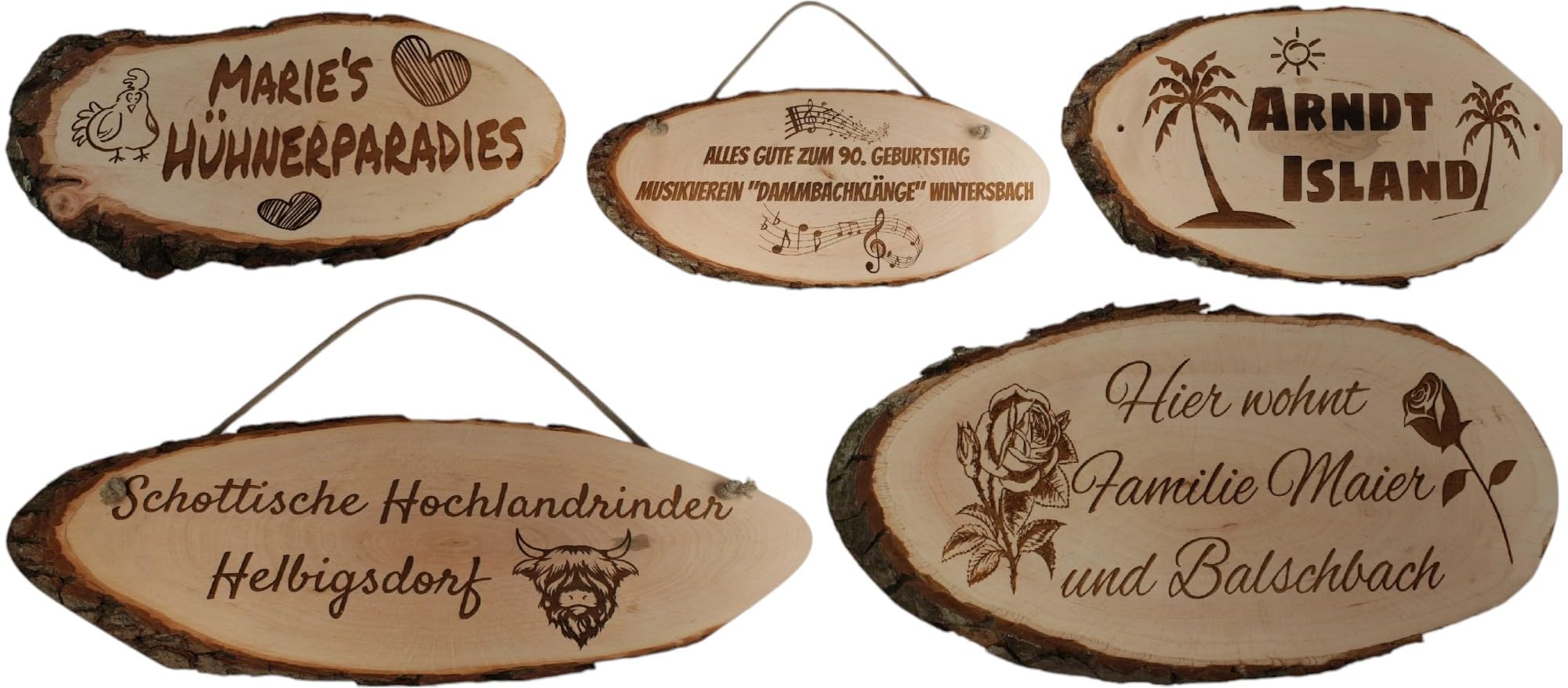 Personalisierte Baumscheibe mit Gravur - Schild personalisiert aus Holz selbst gestalten Holzschilder (86-94cm)