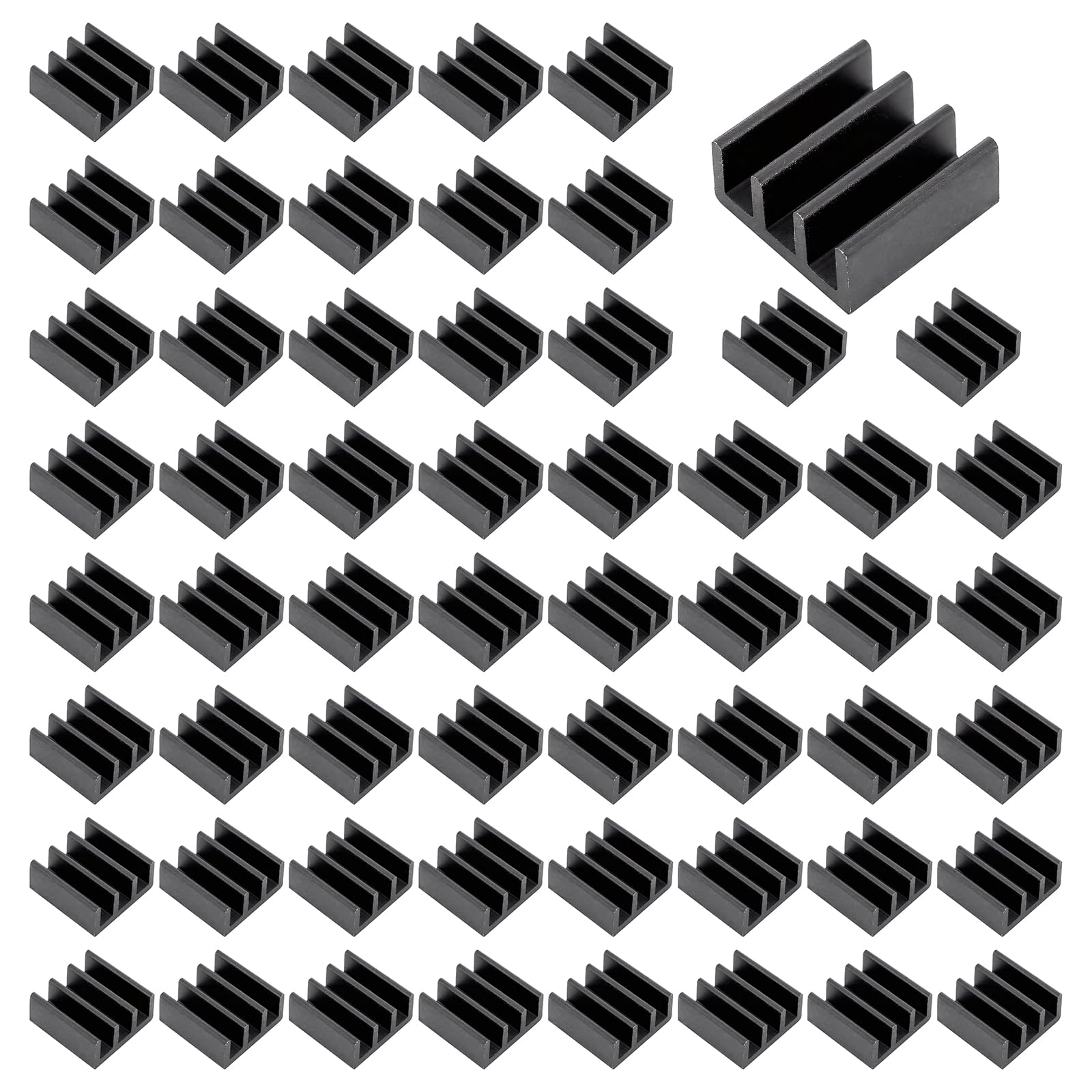 50pcs Mini Heatsink Kit Heatsinks Cooler for Cooling VRM Stepper Driver MOSFET VRam Regulators (11mmx11mmx5mm) Black