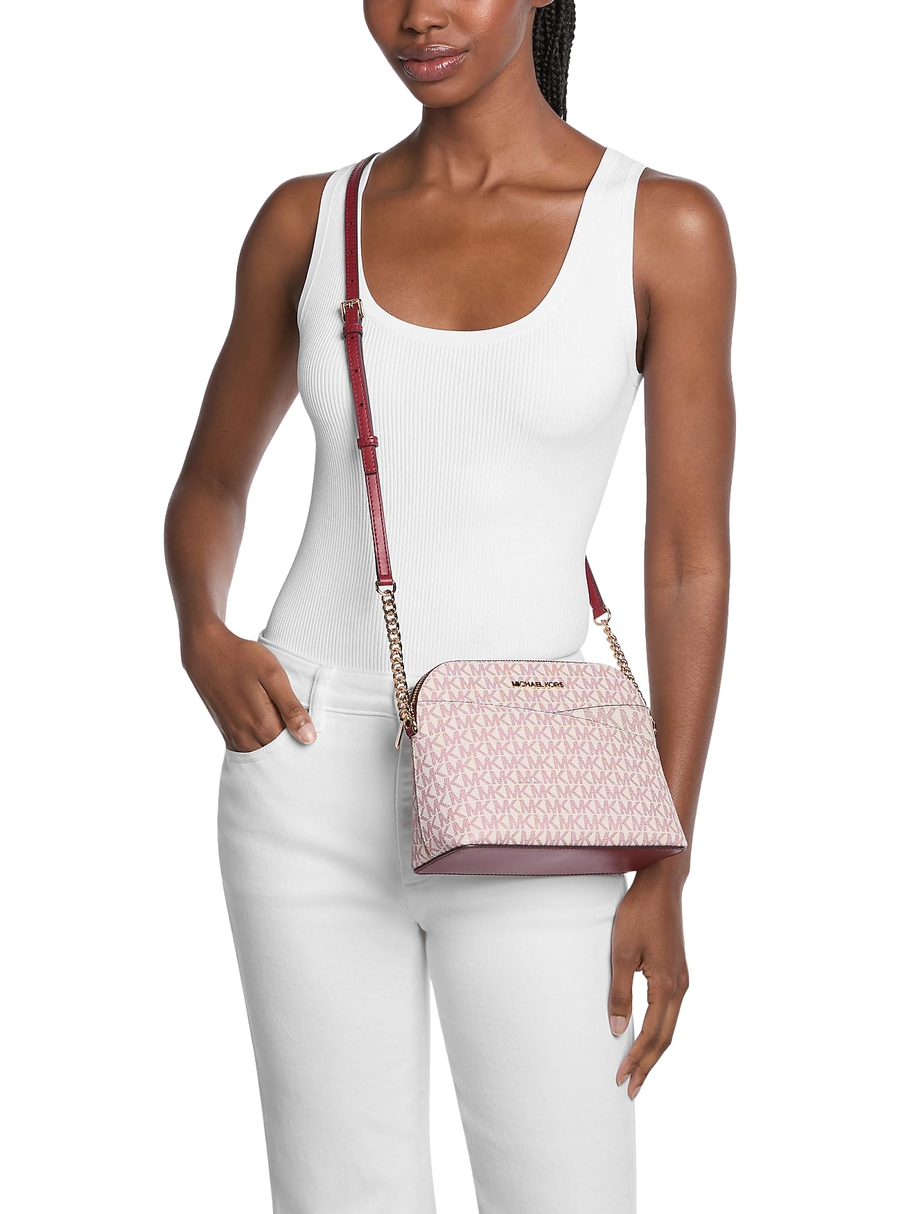 Michael Kors Bolso de mano para mujer Jet Set Travel Medium Logo Dome Crossbody Bag