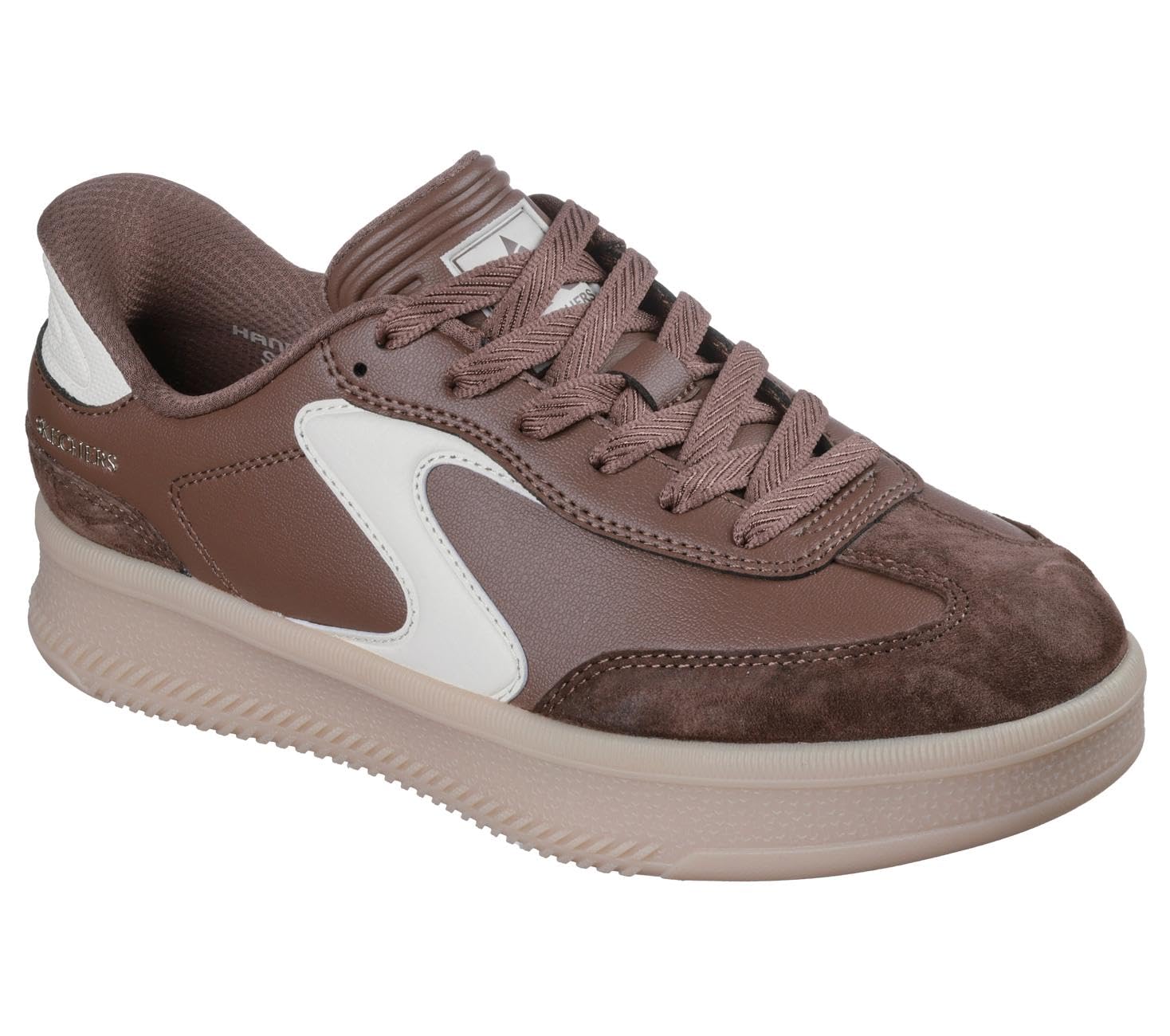 Skechers Women's Hotshot Hi Lifted Luxe Slip-On Sneakers, Brown Duraleather/Leather/Trim, 4.5 UK