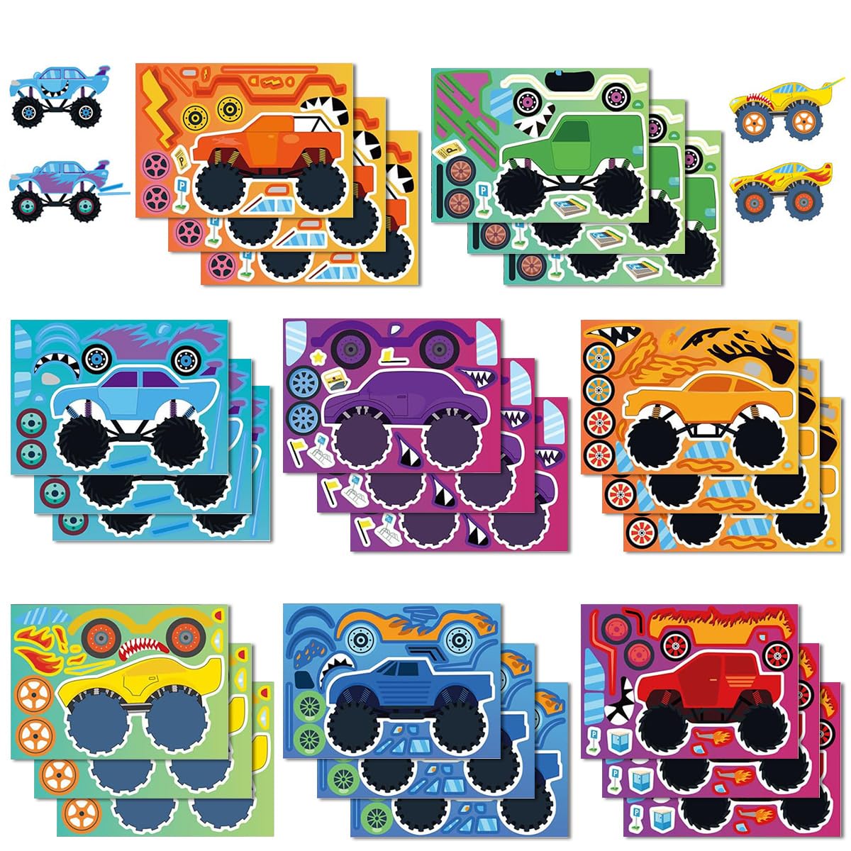 Uqingo 24 Sheets Car Stickers, Cartoon Make a Face Stickers, Car Puzzle DIY Art Craft Sticker for Kids Boys and Girls, Waterproof Vinyl Sticker Birthday Fun Party Favor Supplies Gifts Crafts