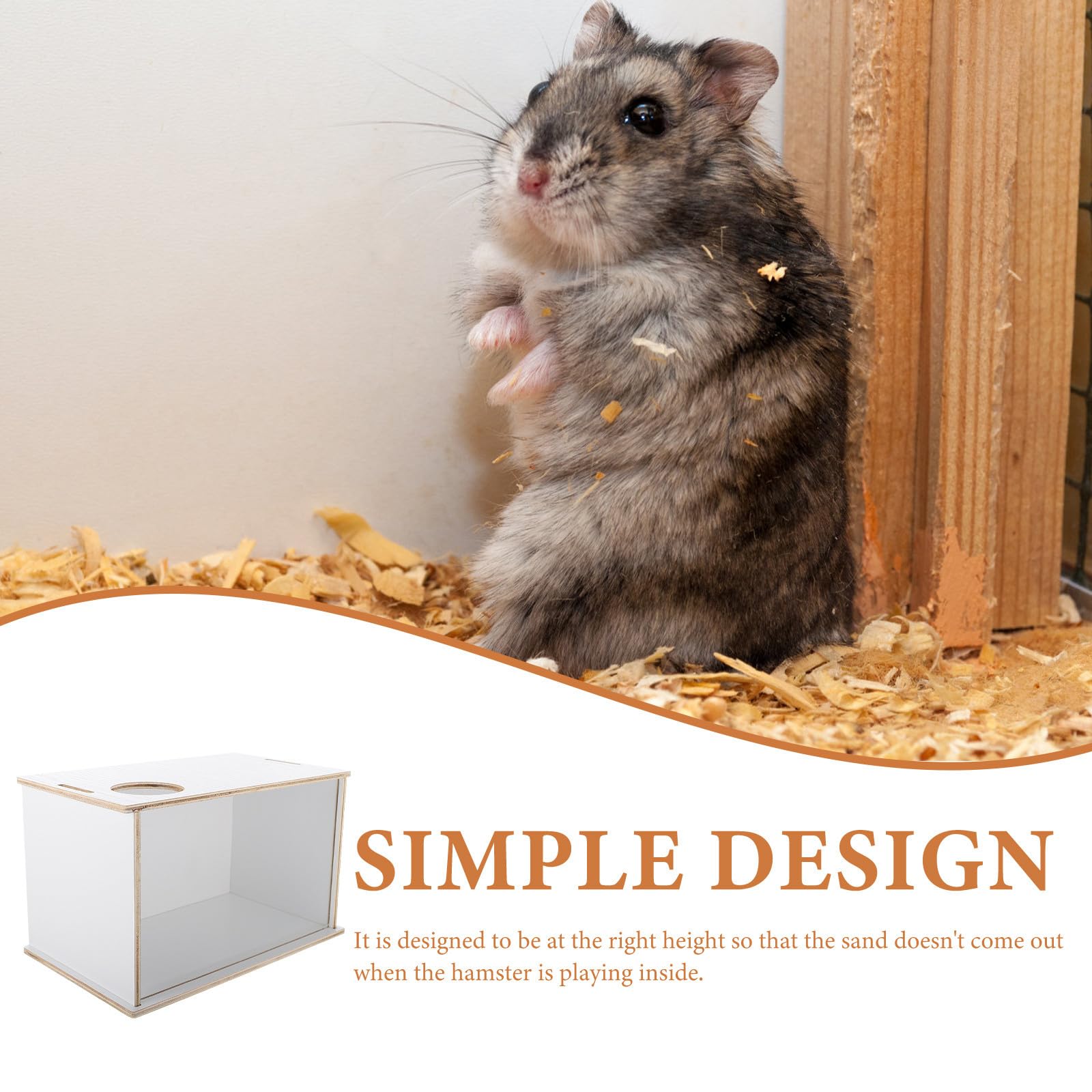 STOBAZA Hamsterbad Holz mit Transparentem Acryl für Komfortables Baden zu Hause Multifunktionale Hölzerne Hamsterbadewanne für Hamster und Meerschweinchen