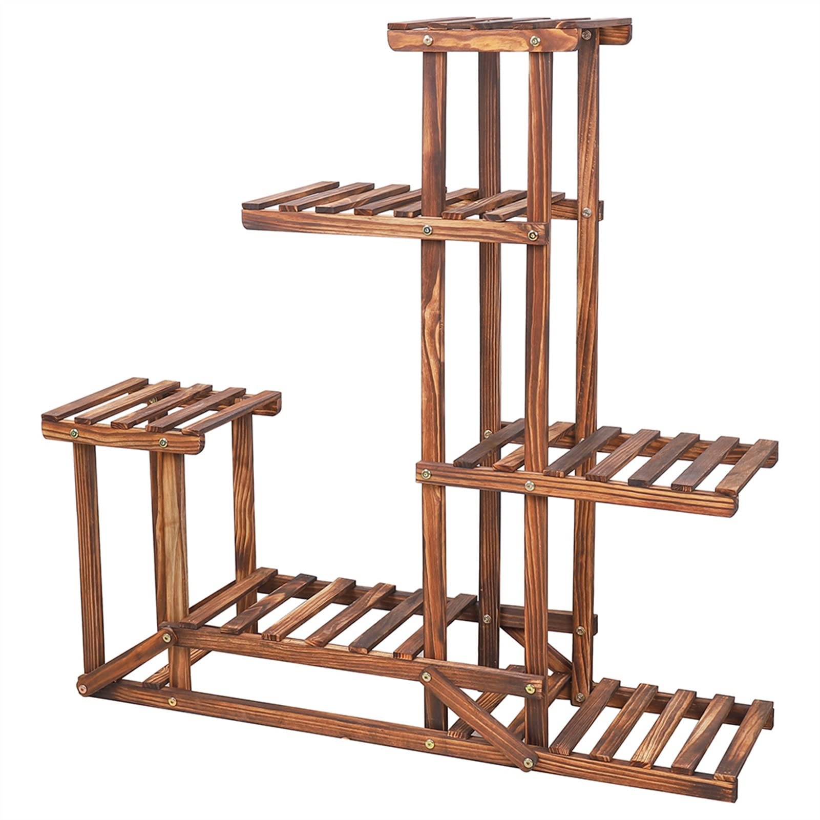 Support de fleurs en bois à 6 niveaux pour plantes d'intérieur ou de jardin