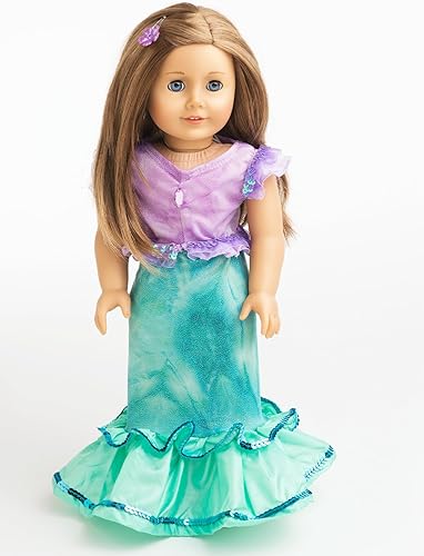 Miniatura 5 de Pequeñas Aventuras Princesas vestidas a juego Disfraz para muñecas (Varias de princesas disponibles), talla única , Mermaid