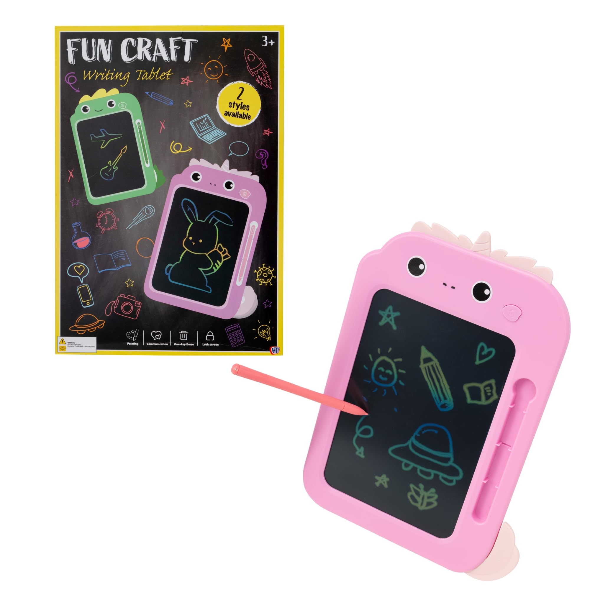 Fun Craft LCD Writing Tablet for Kids | Colourful Unicorn Doodle Pad & Drawing Board | Educational Scribbler Screen for Travel, Learning & Creative Play | Reusable Gift for Ages 3+