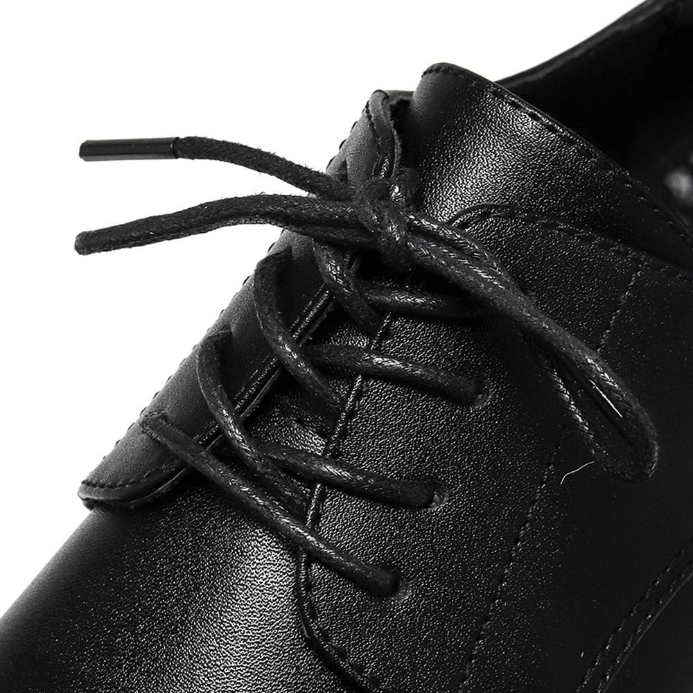 MANLADUO Chaussures de travail à bout carré pour homme – Chaussures habillées en cuir à semelle épaisse imperméable avec augmentation de la hauteur