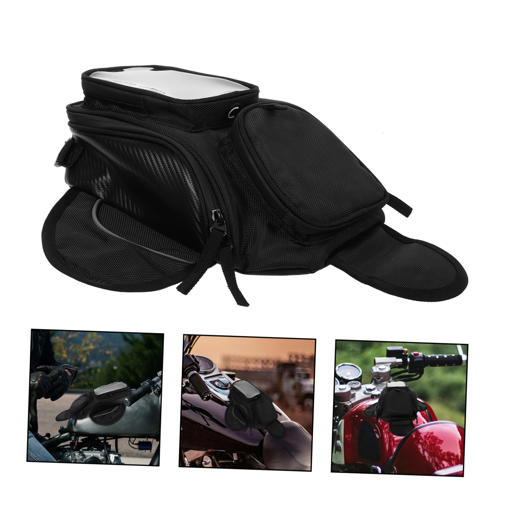 Borsa da Serbatoio Moto, Fissaggio Magnetico, Grande Capacità, Accesso Rapido, Nero per Riding