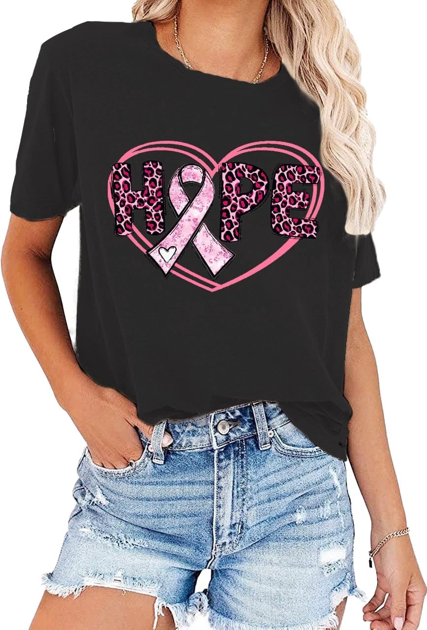 Breast Cancer Shirt for Women Pink Ribbon T-Shirt in October We Wear Pink Tee Cancer Awareness Tops - Image 4