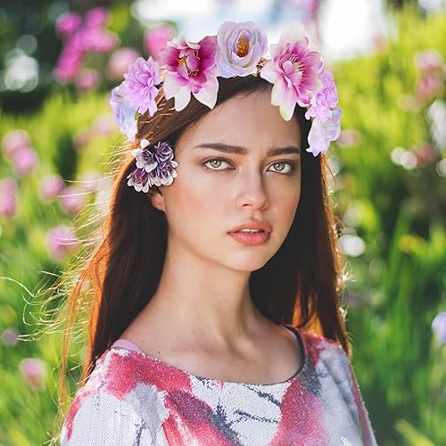 Miniatura 3 de 5 piezas de corona de flores hawaianas hawaianas para niñas y mujeres