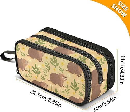 Miniatura 3 de Nylon Pencil Bag For Teen Animal Mole Brown Grass Large Capacity Slot Pencil Case School Stationery for High School Student estuche para