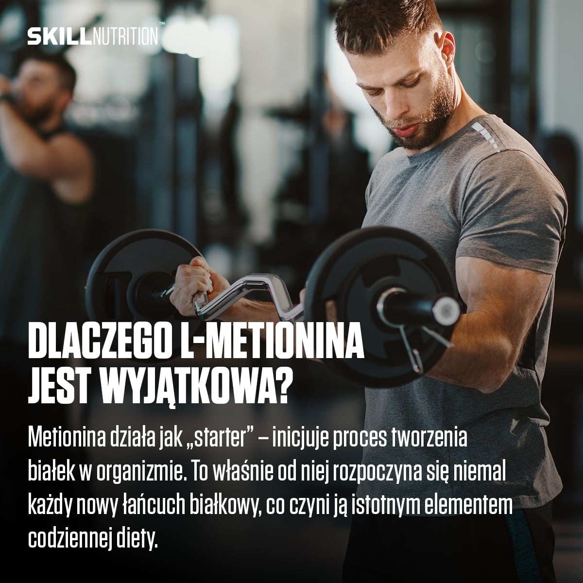 SKILL Nutrition L-Metionina 500 mg | 120 kapsułek wegańskich | Aminokwas siarkowy, wsparcie syntezy białek | Bez cukru, tłuszczu, halal i kosher | Suplement diety