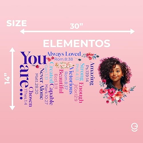 Miniatura 3 de Vinilo decorativo para pared, diseño religioso de niña negra con texto en inglés "I Religious Wall" I Black Girls Bedroom Decor I Motivational,