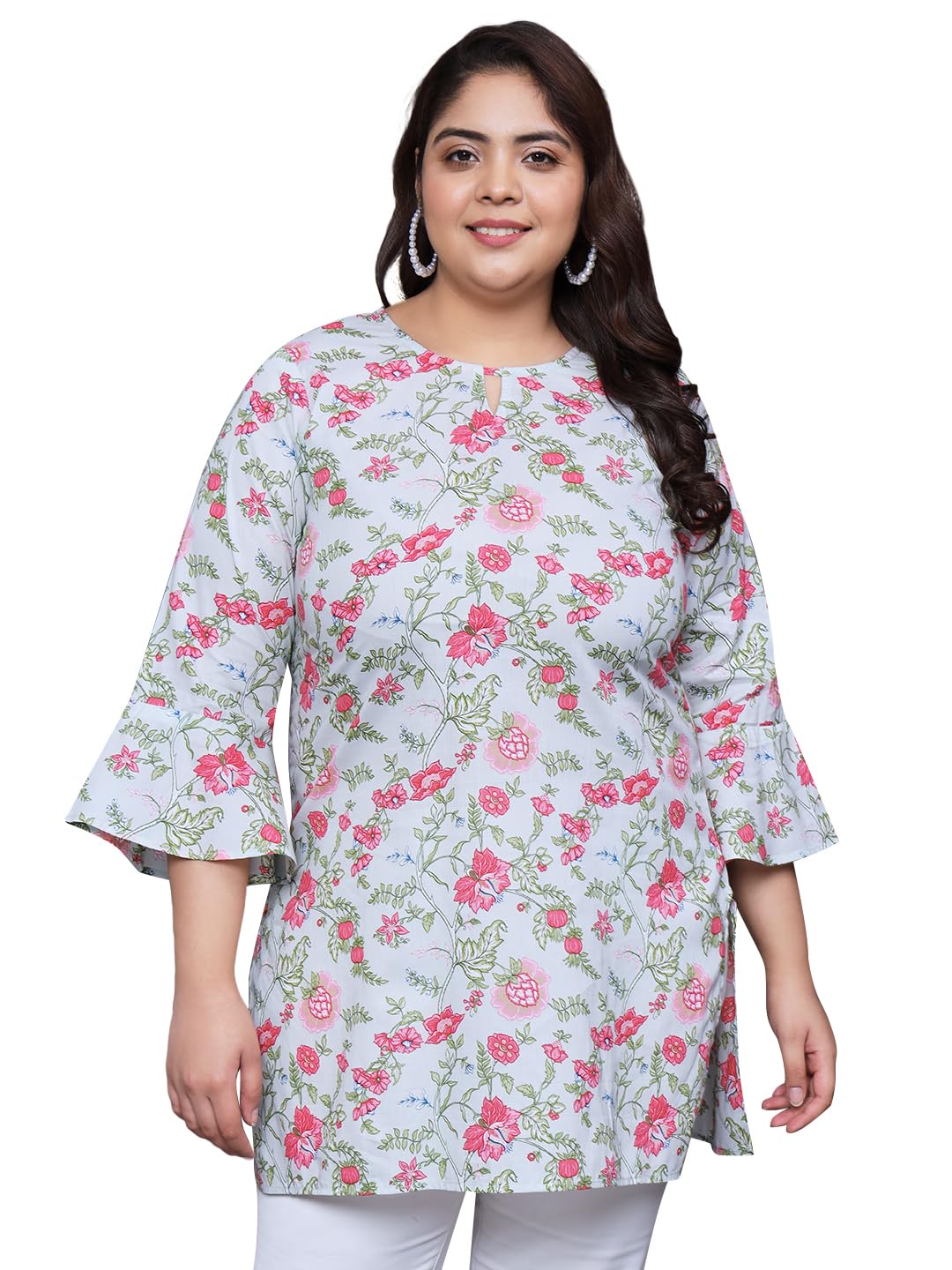 Tissu Women's Plus Size Floral Printed Pure Cotton Kurti (2252_Green_5Xl)