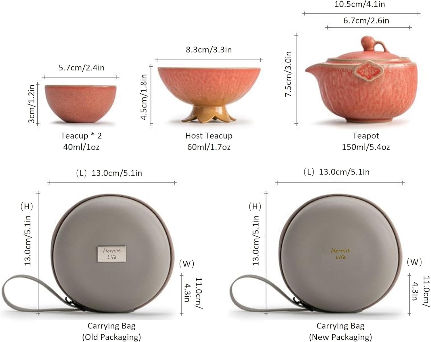 ザクロ型トラベルティーセット、ポータブルセラミックティーカップ、ポット1個、ミニカップ3個、ティー愛好家へのティーギフト