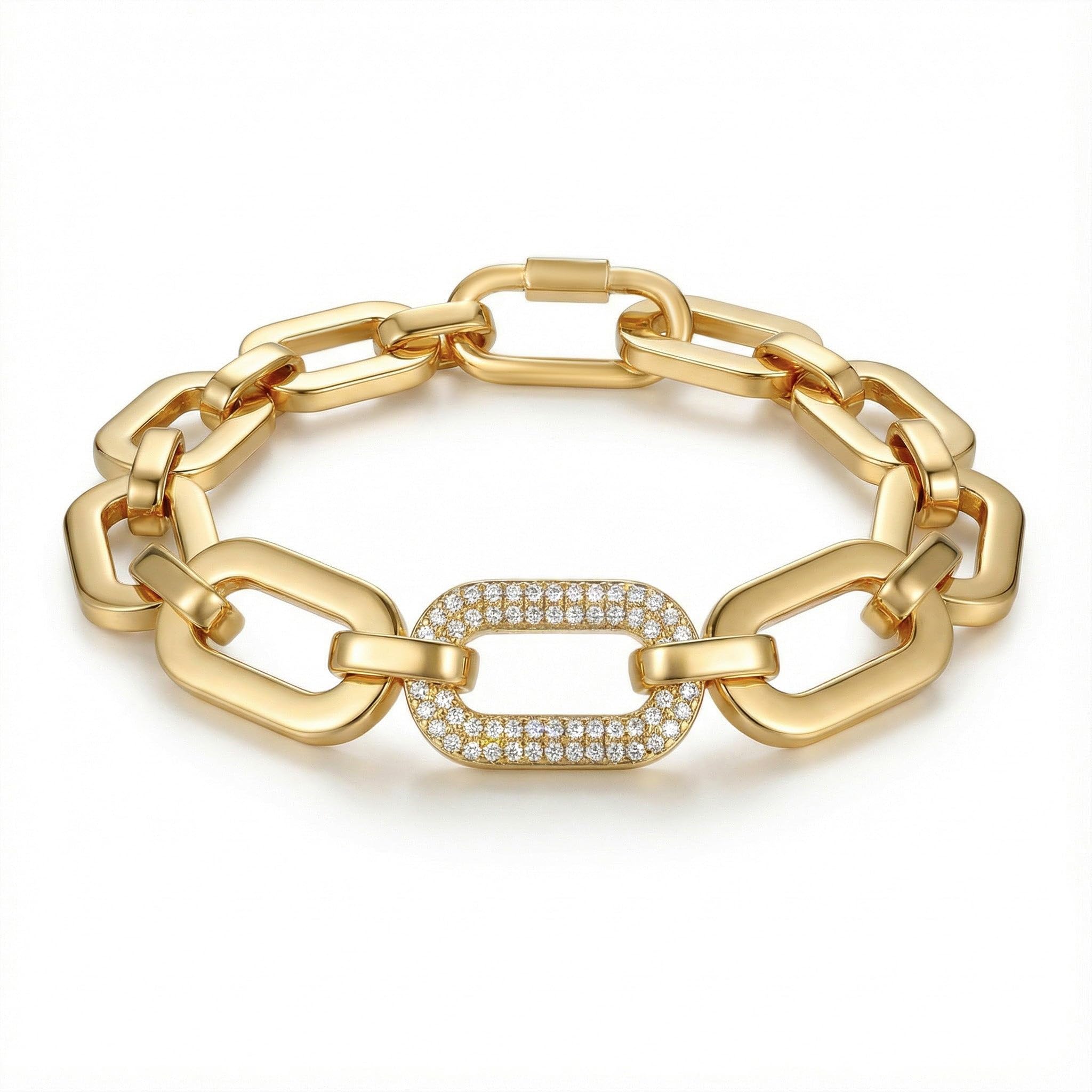 PAUL VALENTINE - Damen Armband Edelstahl - Vergoldet/Golden - mit Zirkonia Stein - Oval Anhänger - PV-B0031