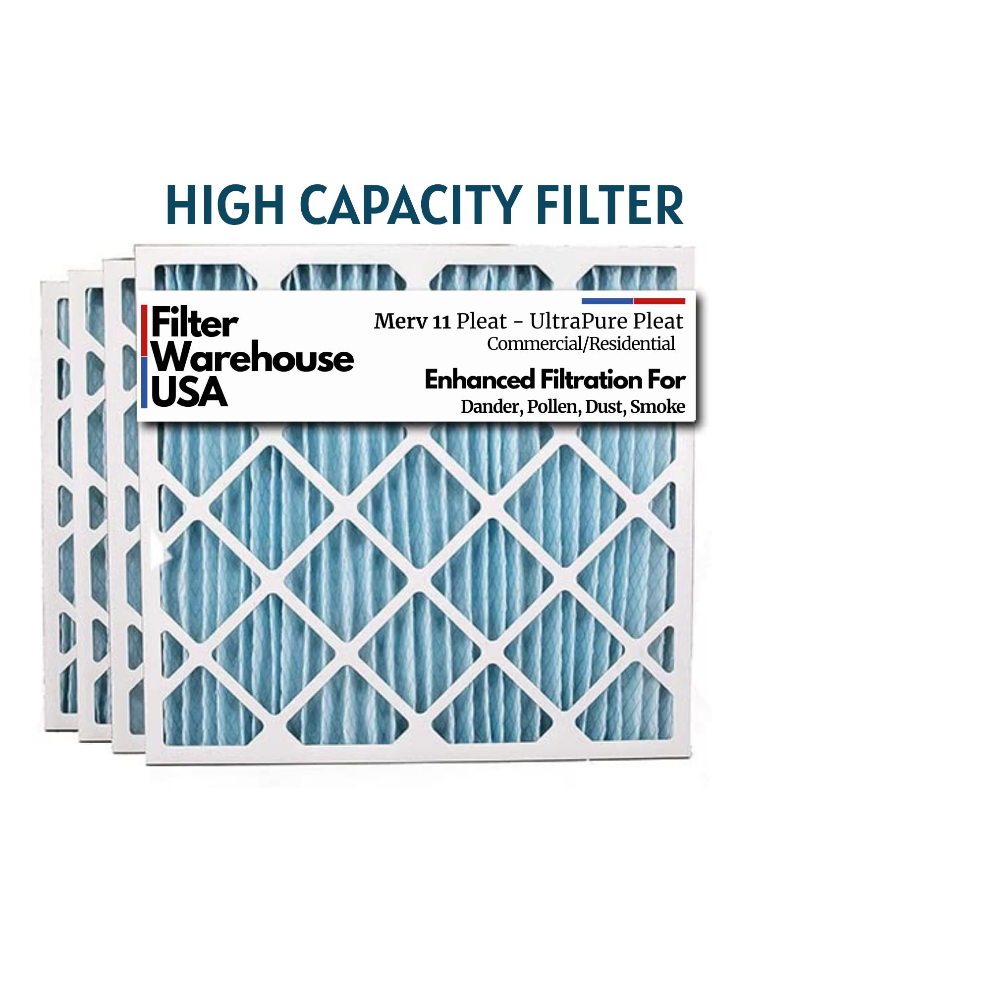 HIGH-CAPACITY 30x32x2 MERV 11 (4 Pack) Pleated Geothermal AC Furnace Filters