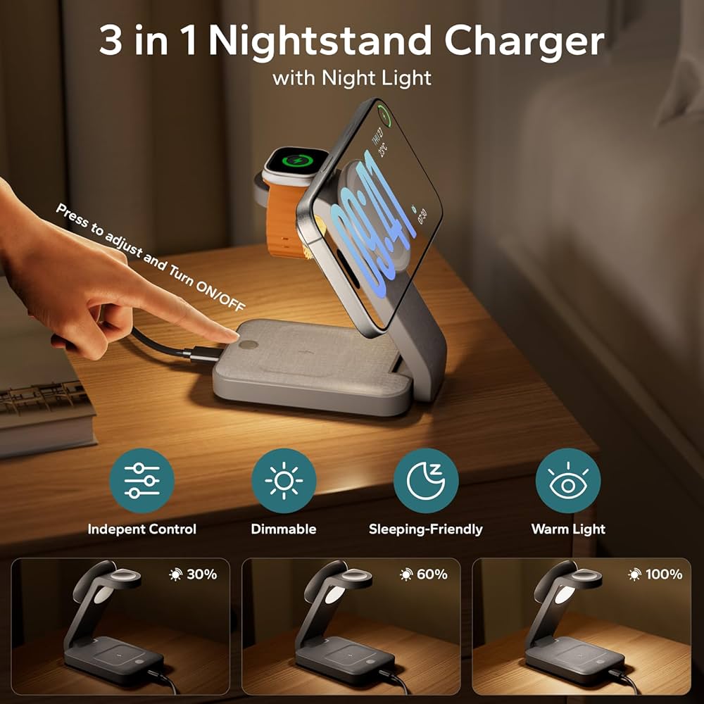 Amazon.com: Eazpower 3 in 1 Foldable Wireless Charging Station for