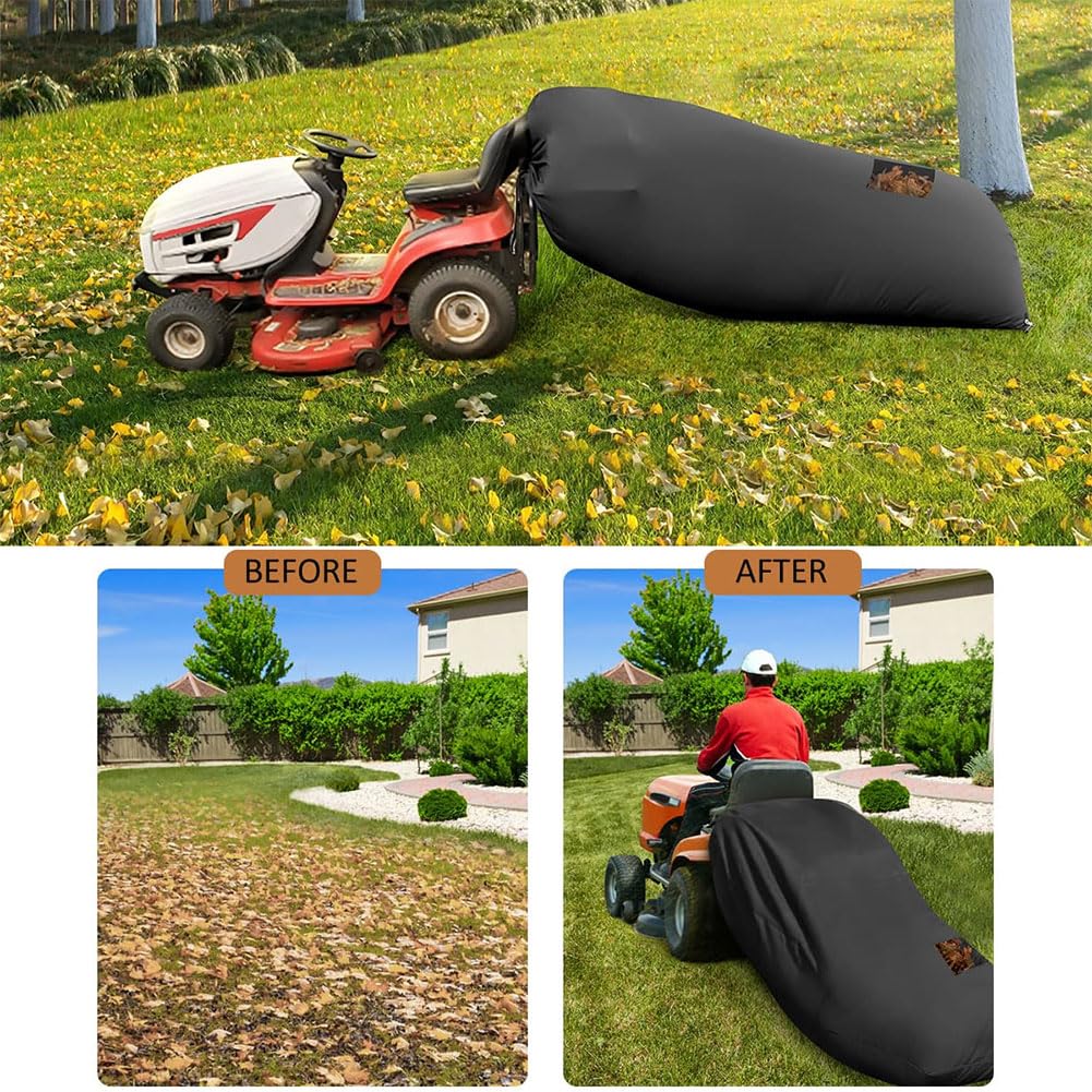 2 bolsas de hojas para tractor de césped, tela Oxford 420D resistente al desgaste para cortacésped, recogedor de hojas y bolsa de jardín para tractor, hoja de jardín de limpieza rápida 200*130cm