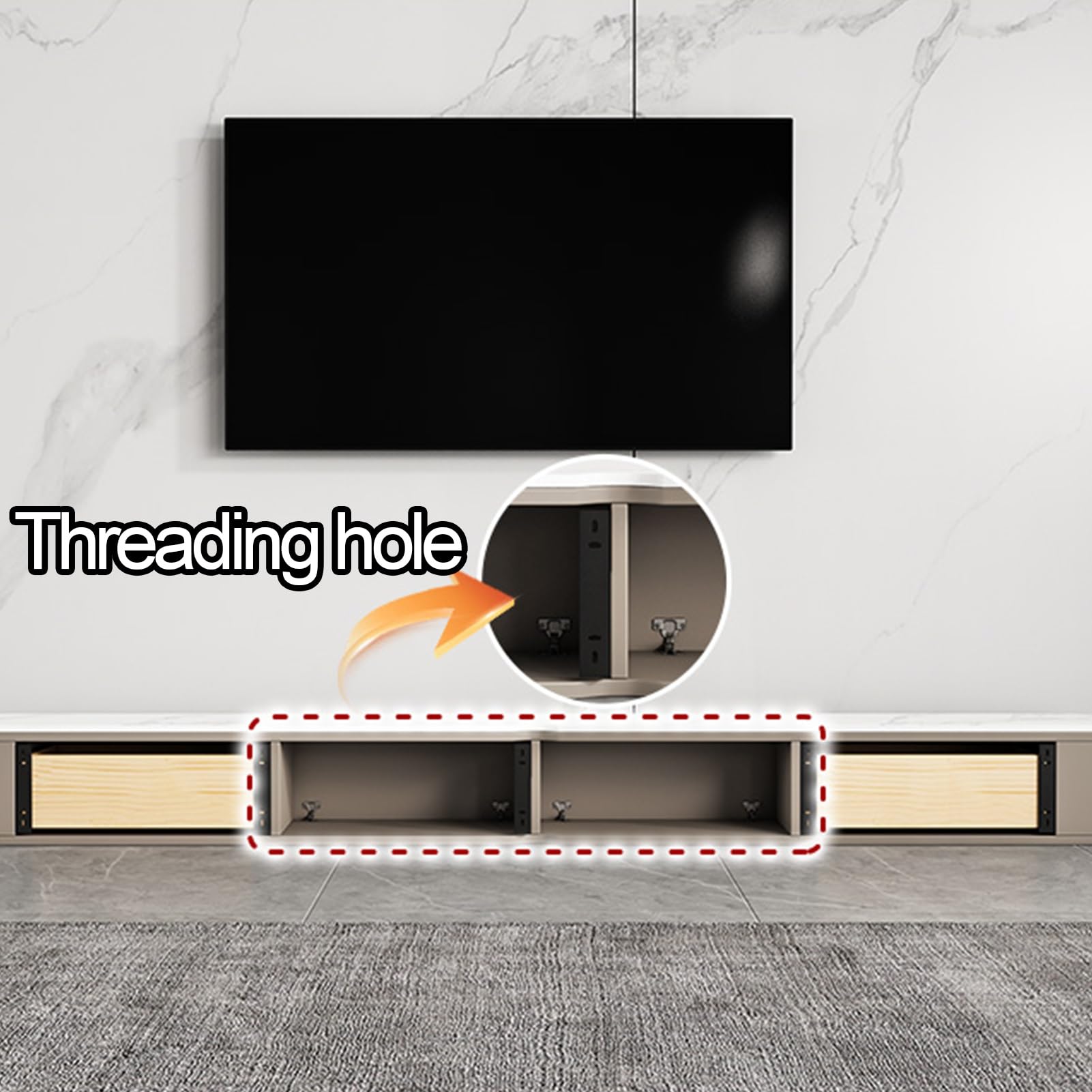 Amazon｜HOLGVE テレビスタンド、壁掛けテレビキャビネット、石板