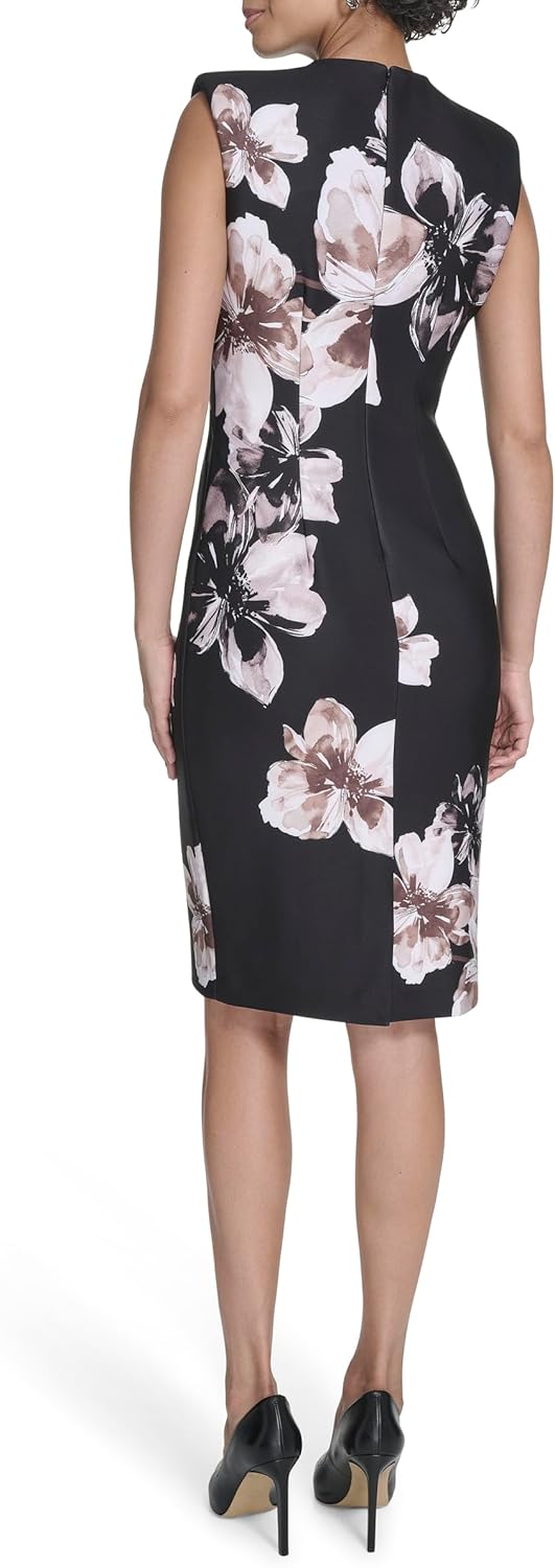 Calvin Klein Womens Cap Sleeve Knee Length Crepe Sheath Dress - Image 4