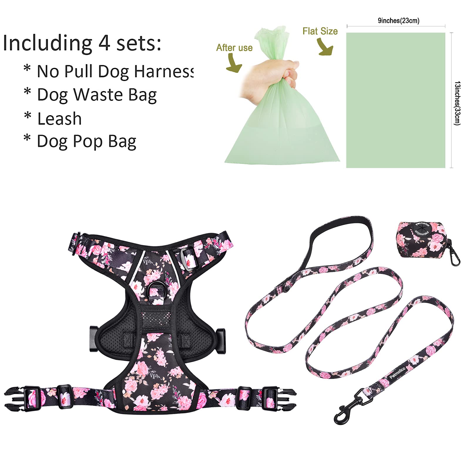 Buy Petmolico No Pull Dog Harness Set, 2 Leash Attchment Easy Control