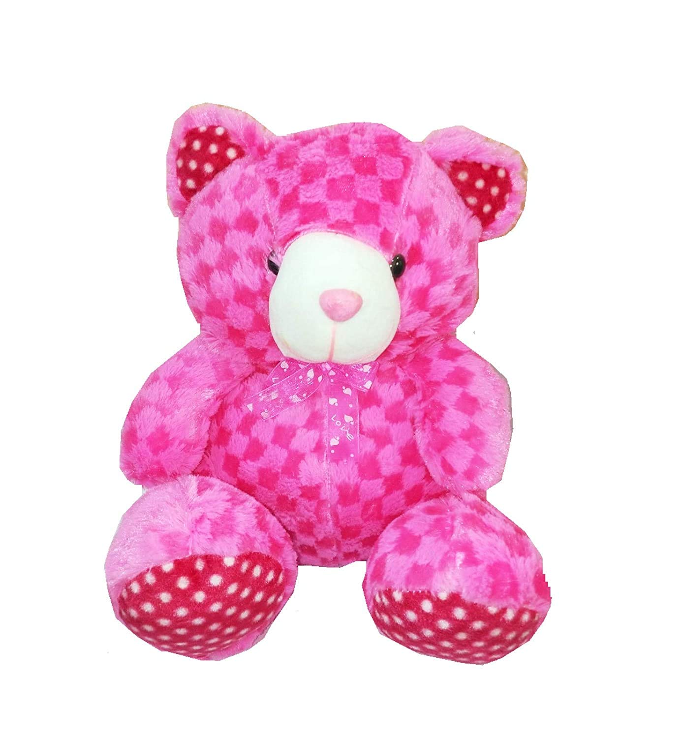SHANAYA 13 Inches Stuffed Animal Plush Soft Machine Washable Cute Bear Toy with Checker Design for Baby Girl Boy Kid