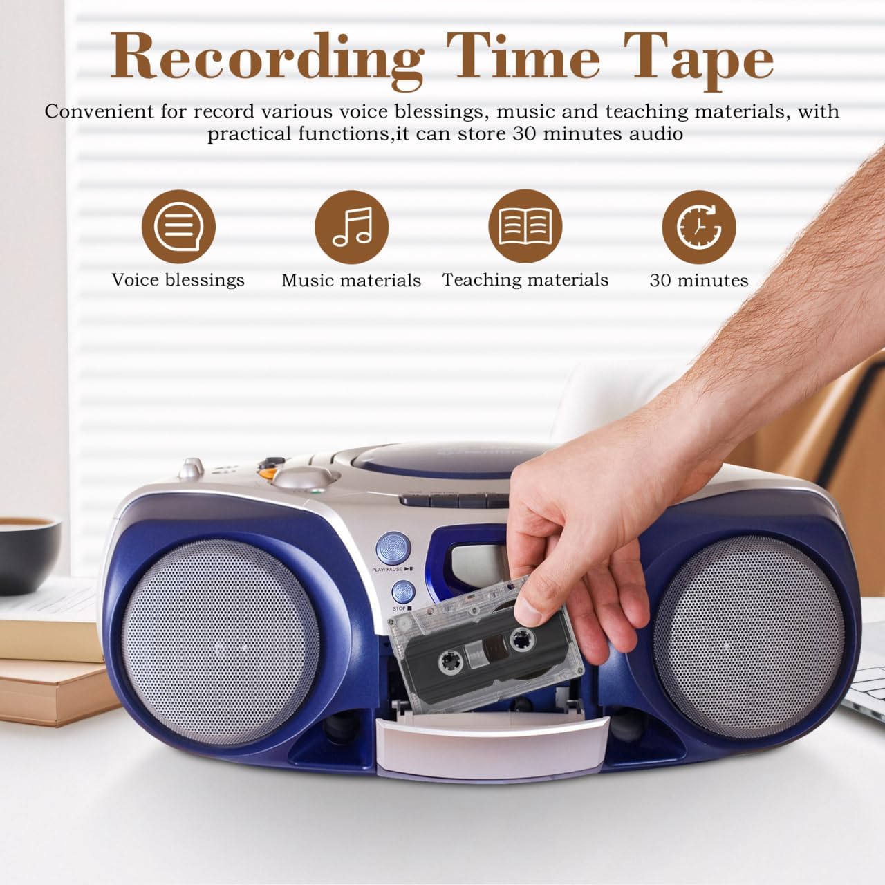 UKCOCO 2 Pack Blank Audio Cassette Tapes 30 Min Normal Bias | Empty cassettes, standard size, transparent cases, mixtape speech music recording, audio tape supplies