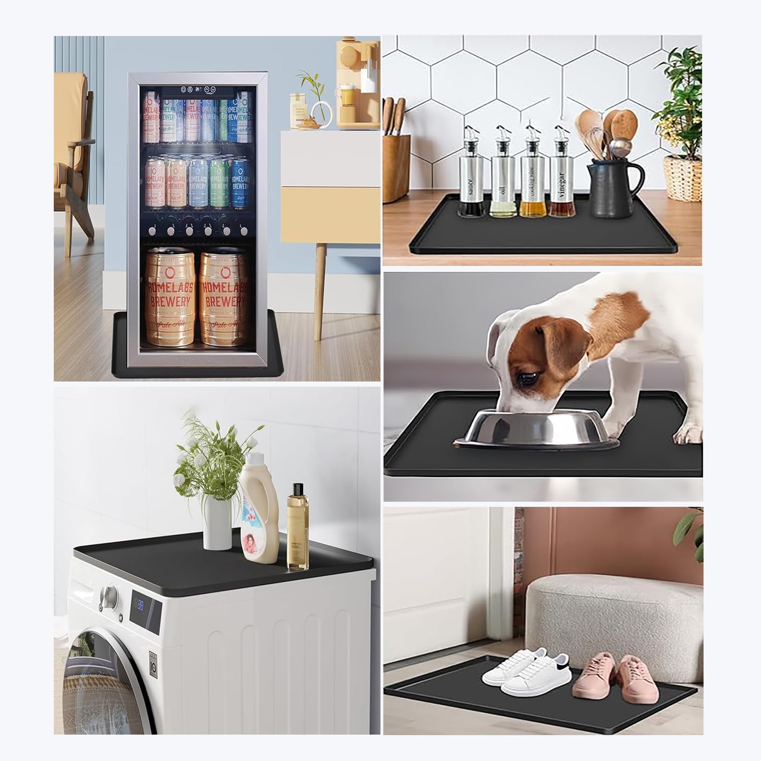Mini refrigerador de silicona con borde elevado, mini refrigerador de 19.7 x 19.7 x 0.6 pulgadas que protege el equipo de fugas y derrames debajo de la alfombra, proporcionando una protección final 7