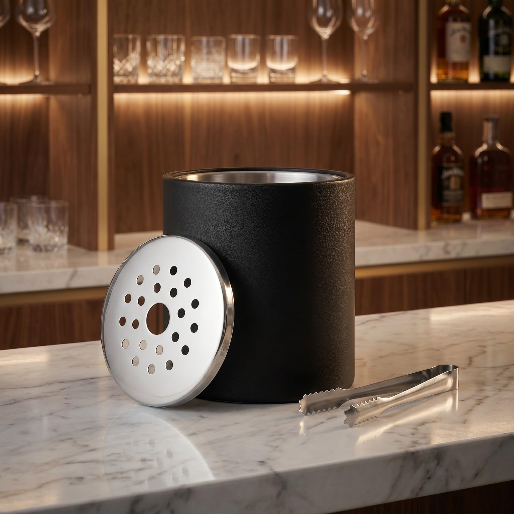 Cabilock 1 Cubo De Hielo De Acero Inoxidable Cubo para Botellas De Bebidas Cubos De Hielo para Whisky Vino Vasos para Exteriores Botellas De Cerveza Bandeja Redonda Galvanizada Cubo