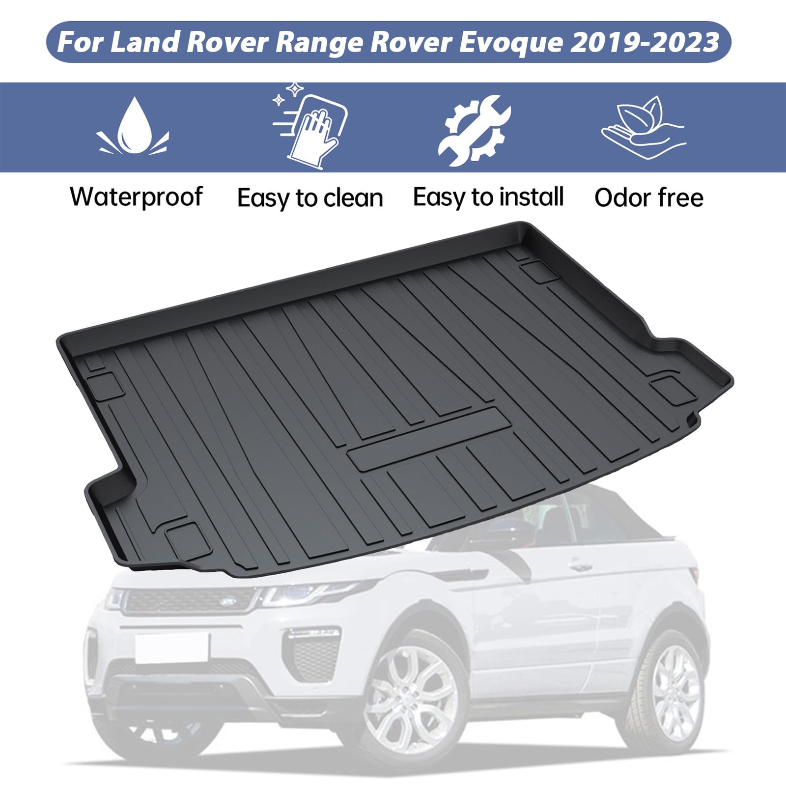 PSLER Wodoszczelna mata ochronna do bagażnika samochodowego na każdą pogodę, do Range Rover Evoque 2019 2020 2021 2022 2023