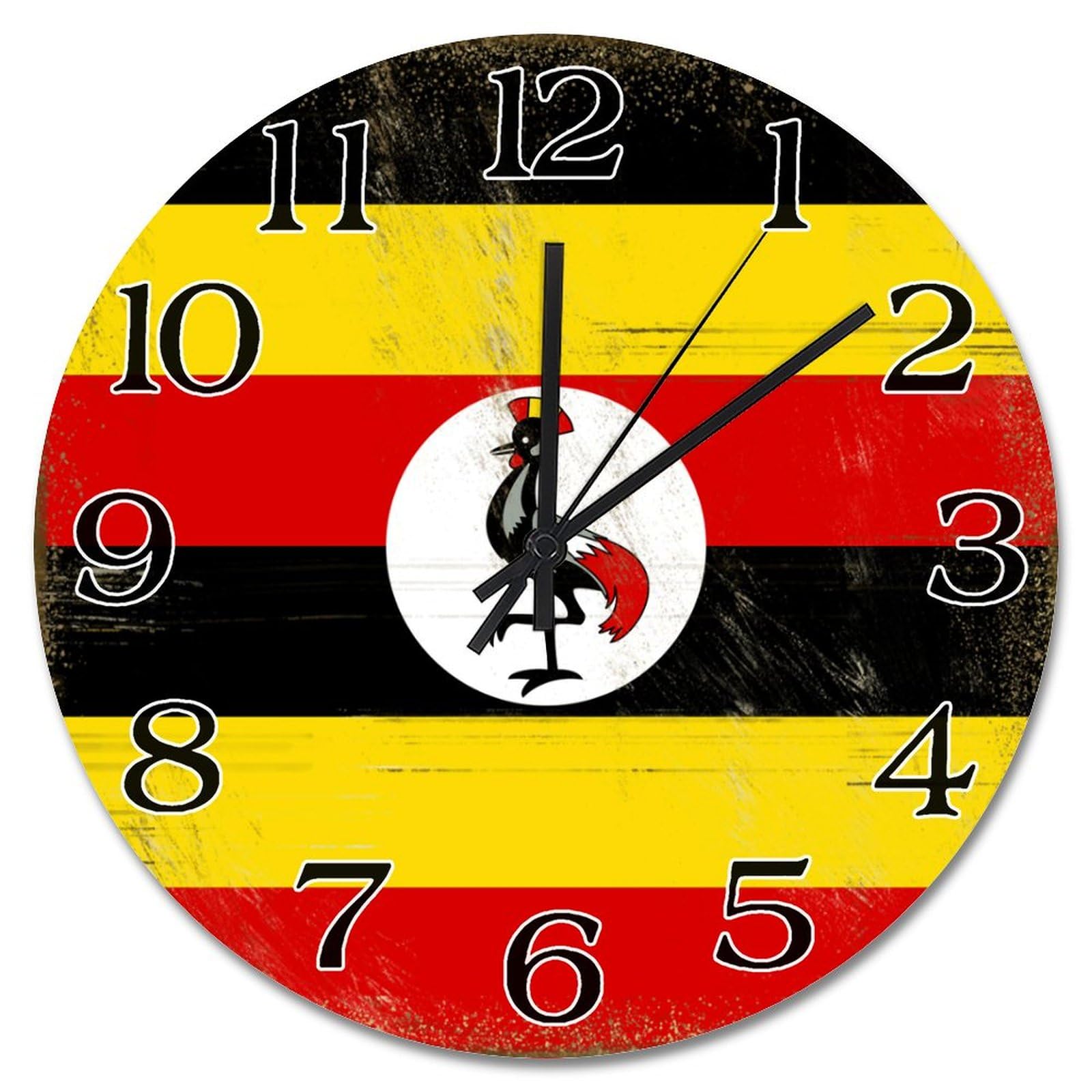 Horloge murale drapeau Ouganda 25cm silencieuse pour salon