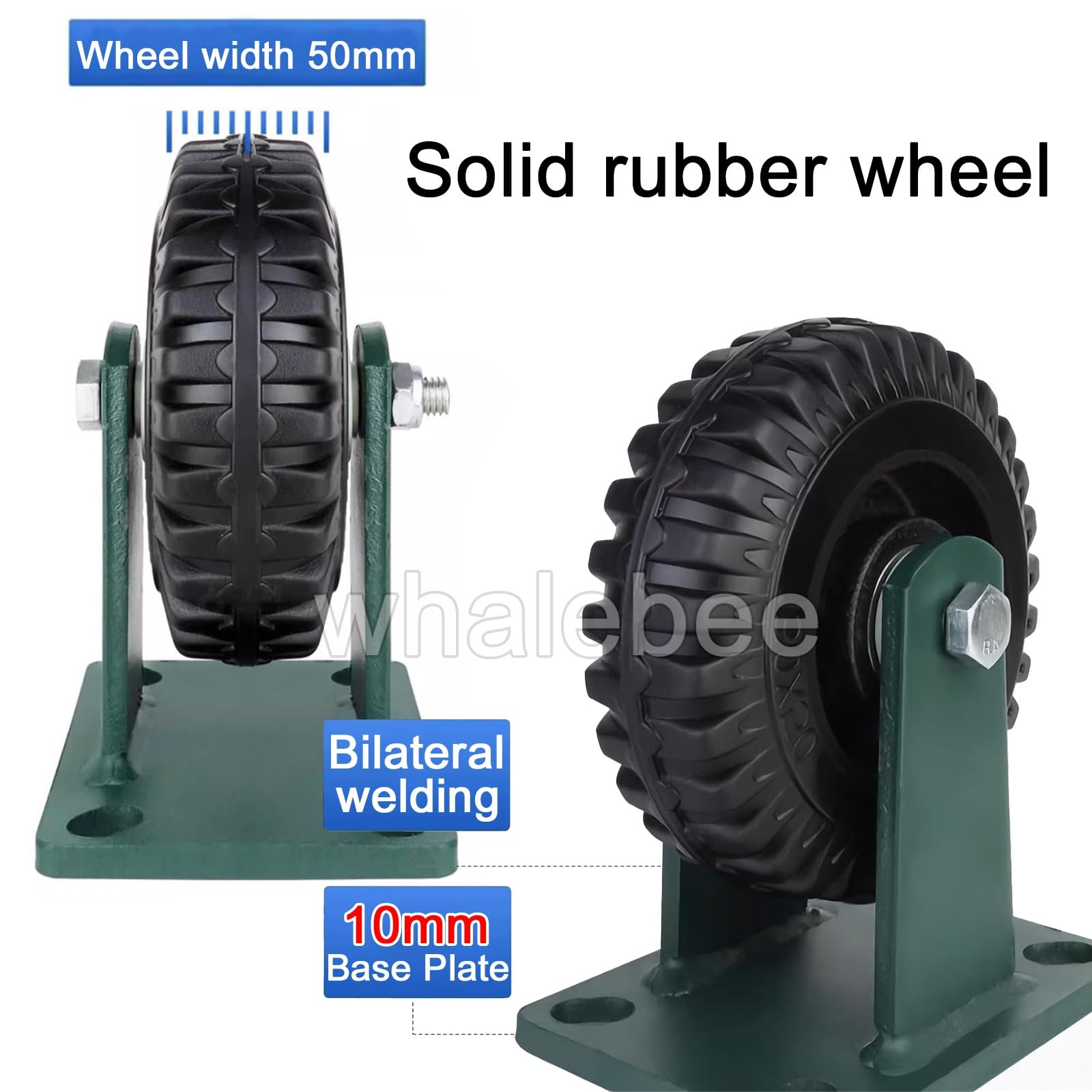 Lenkrolle Mit Bremse 4 Schwerlast Rollen Industrierollen 6 Zoll 8 Zoll Bockrollen Gummi Transportrollen Tragkraft 1800kg Lenkrolle Mit Axialkugellager, 10mm Platten Schwerlastrollen