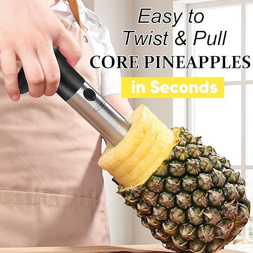 Miniatura 4 de Descorazonador de piña actualizado reforzado hoja más gruesa Newness - removedor prémuim de núcleos de piña de acero inoxidable herramienta para el