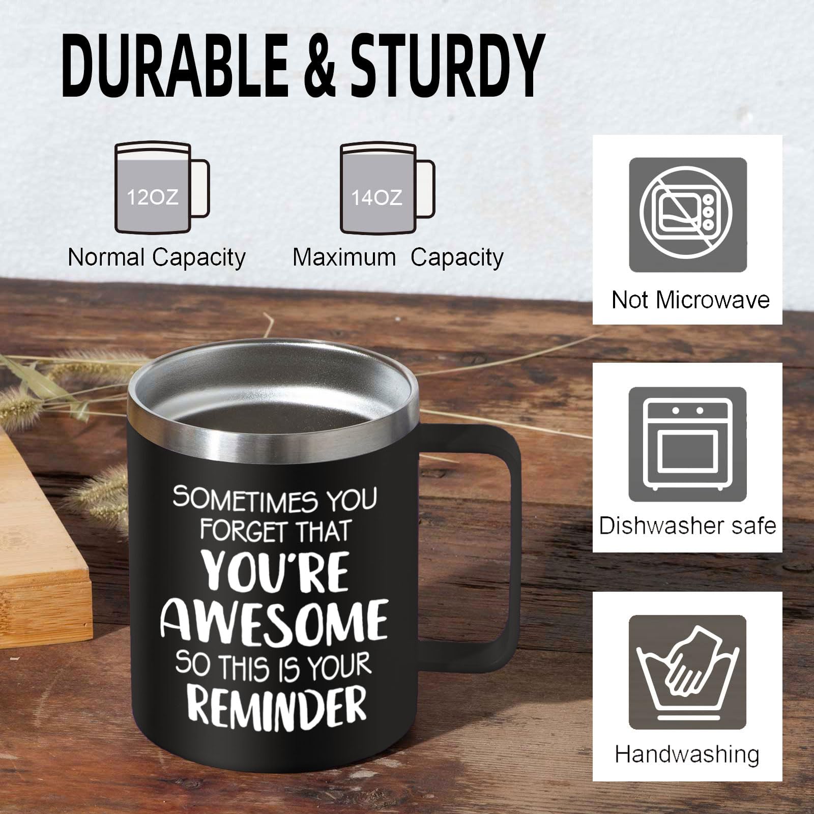 Abledn Regalos inspiradores de Navidad para hombres – Sometimes You Forget You're Awesome Taza de café, divertidos regalos de cumpleaños para el día del padre para él, marido, papá, novio, 14 onzas,