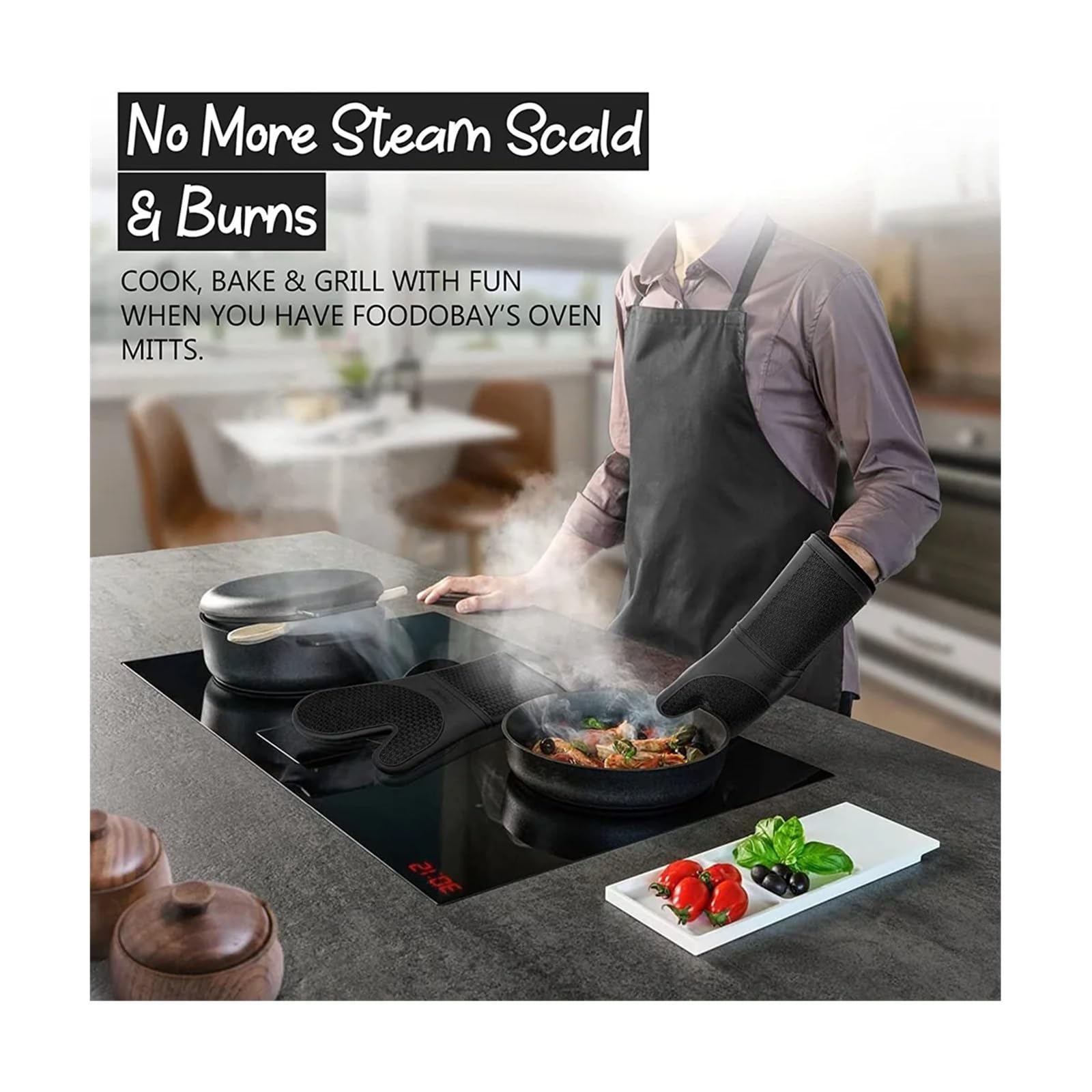 Guanti Da Forno Guanti da forno in silicone - in con fodera morbida resistente al calore Blu