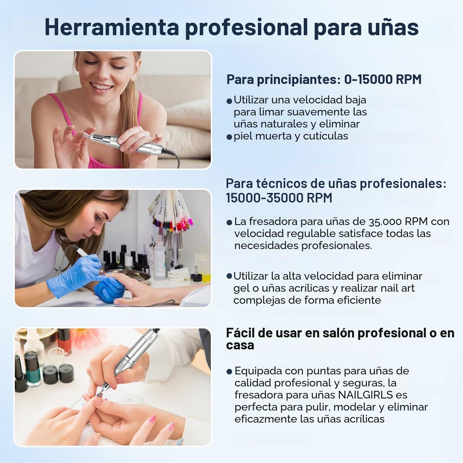 Torno de Uñas Profesional 35000RPM,NAILGIRLS 11 en 1 Torno para Uñas Acrilicas,Torno Electrico para Uñas con Pantalla y Pedal,Baja Vibración Torno Profesional para Uñas Tornos para Manicura y Pedicura